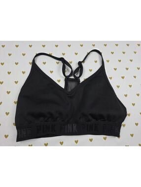 Victorias Secret Pink Black Active Sports Bra SMALL  Bralette Bra Top Tank